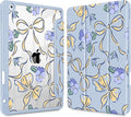 Case for iPad 9th/ 8th/ 7th Generation 10.2-Inch Case(2021/2020/2019 Release) [Built in Pencil Holder] Trifold Stand Auto Wake/Sleep Clear TPU Protection Back Cover Pansies Bows