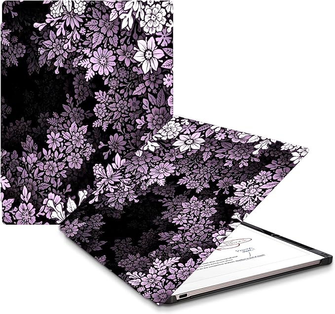 Case for Remarkable Paper Pro Tablet 11.8 (2024 Released) Lightweight and Hard Back Shell Protective Book Folio CoverHave Auto Sleep/WakePen Holder and Pen Tips Box (Light purple flowers)