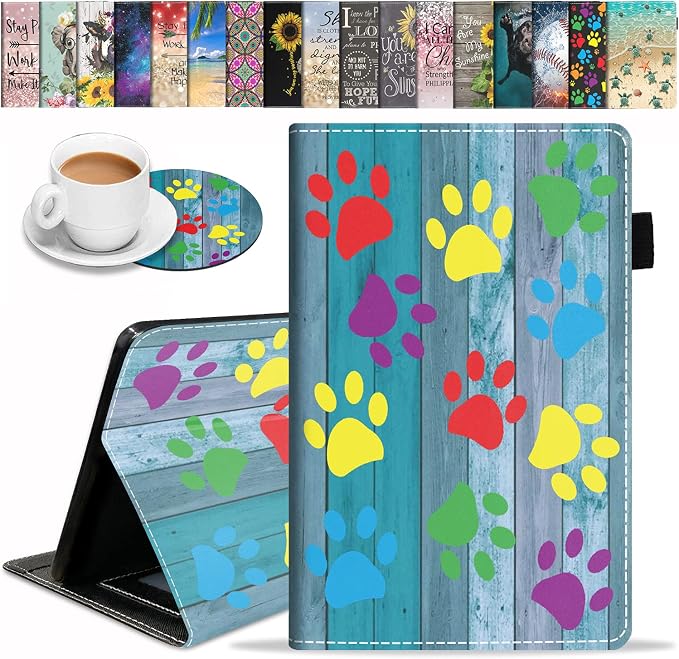 Rustic Wooden Board Colorful Paw Print