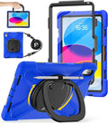 BATYUE Case for iPad (A16) 11th/10th Gen 11''/10.9'' 2025/2022 - Heavy Duty Shockproof Cover with 360° Rotating &amp 180° Folding Stand Screen Protector Shoulder Strap &amp Pencil Holder | Blue