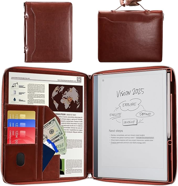 E NET-CASE Case for Remarkable 2 Tablet 10.3 inch (2020 Released) - Business Handheld Design Upgraded PU Leather Cover for Remarkable 2 Digital Paper with Zipper &amp Pen Holder (Brown)
