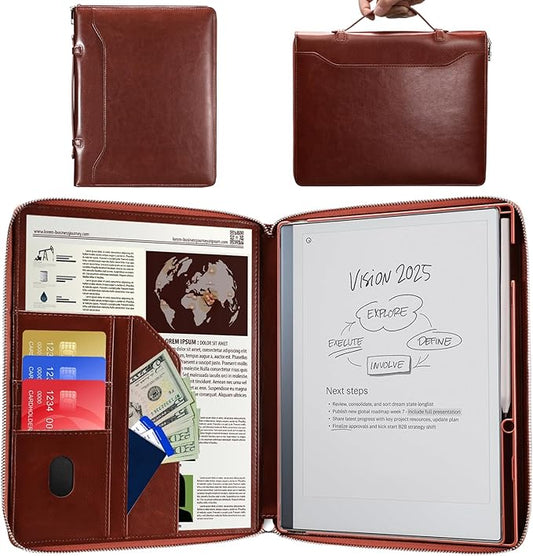 E NET-CASE Case for Remarkable 2 Tablet 10.3 inch (2020 Released) - Business Handheld Design Upgraded PU Leather Cover for Remarkable 2 Digital Paper with Zipper &amp Pen Holder (Brown)