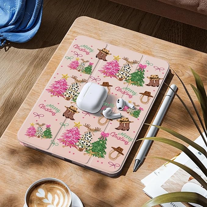 MAYCARI Cute Bow Christmas Tree Case for Ipad Pro 11''4Th/3Rd/2Nd Generation Fashion Aesthetic Boot Leather Cover Auto Sleep/Wake TPU Back Case for Ipad with Pencil Holder (2022/2021/2020)