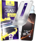 Defenslim for iPhone 16 PRO Screen Protector (2Pack) 6.3 Tempered Glass 9H Hardness Ultra HD Clear Case Friendly Easy Auto-Dust &amp Align Install Kit WonderShield