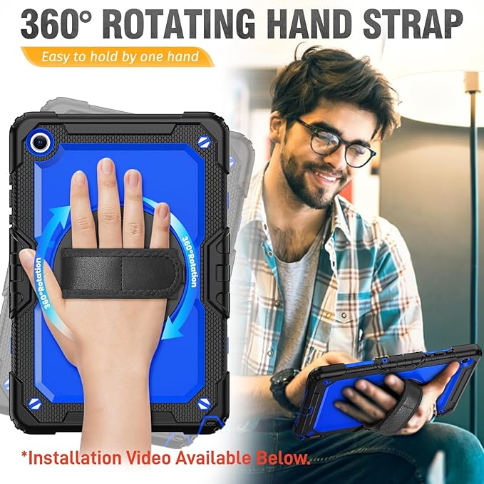 HXCASEAC Case for Samsung Galaxy Tab A11+ Plus 11 Inch Protective with Screen Protector/Hand Strap/Pen Holder Sturdy Shockproof for Samsung A11 Plus Tablet Case 5G SM-X230 SM-X236 SM-X238U - Blue