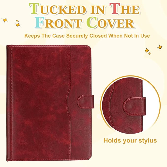 Tablet Case (10.6 x 7.9 Inch) - PU Leather Folio Standing Protective Case Universal Protective Cover Case for 9-10 Inch Tablet Red