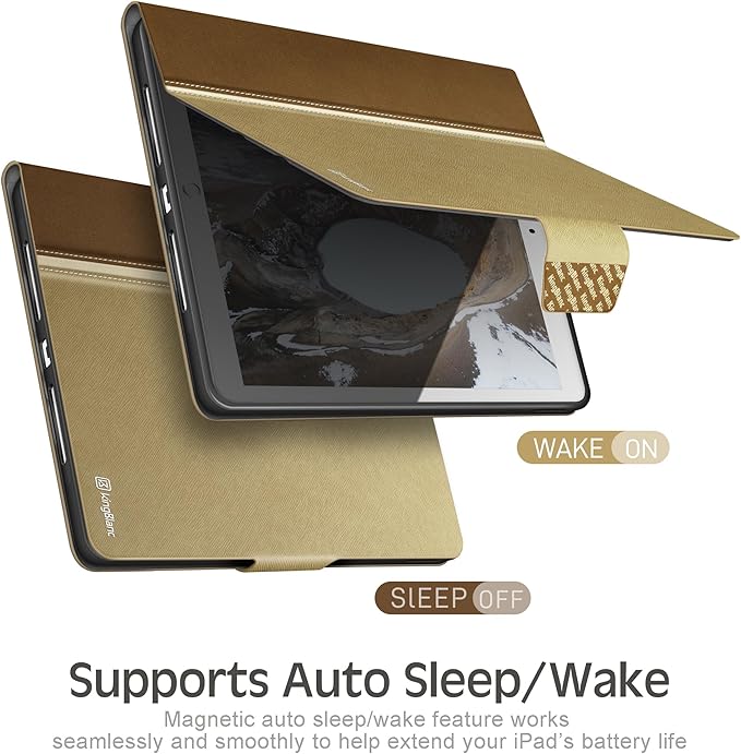 KingBlanc Case for iPad Air (3rd Generation) 10.5 2019 / iPad Pro 10.5 inch 2017 Case with Apple Pencil Holder Vegan Leather Smart Cover Auto Sleep/Wake Multi-Angle Folding Stand Beige