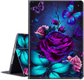 for All-New Fire HD 10 Tablet Case (13th Generation 10.1 inch 2023 Release) with Adjustable Stand &amp Auto Wake/Sleep Feature Smart Protect Cover Case - Purple Rose and Blue Butterfly