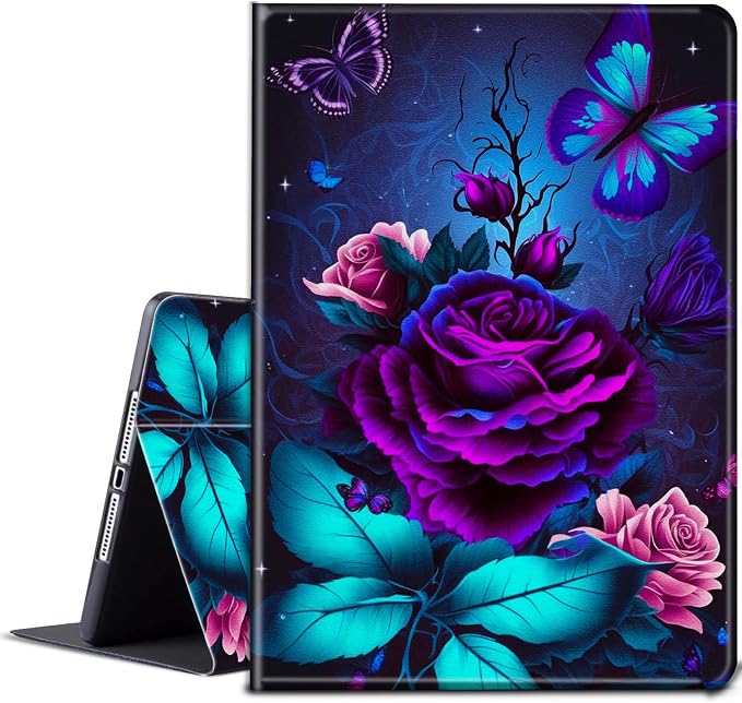 Purple Rose and Blue Butterfly