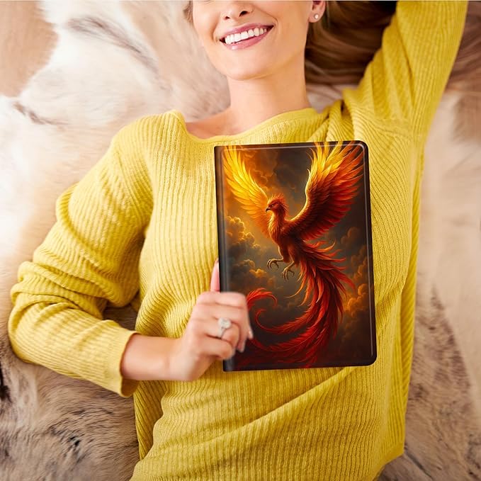 Case for iPad Pro 13 Inch Case M4 (2024 Model 7th Generation)PU Leather Folio Cover with Auto Sleep WakeMulti-Angle ViewinPhoenix Flame Bird