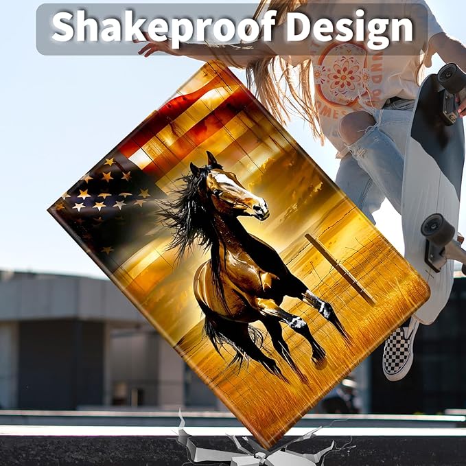 Case for Amazon Kindle Fire HD 10 and Fire HD 10 Plus 10.1 Tablet Case (13th/11th Generation 2023/2021 Release) Slim Fit PU Leather Cover with Auto Sleep/Wake - American Flag Horse