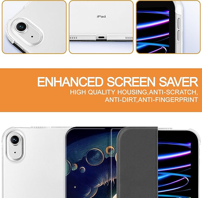 Tuiklol Case for iPad 11 inch A16 2025 Generation 11th / iPad 10.9 inch 2022 10th Gen Buit in Pencil Holder with Shockproof Cover PC Clear Transparent Back Shell Auto Wake/Sleep Huge Stars