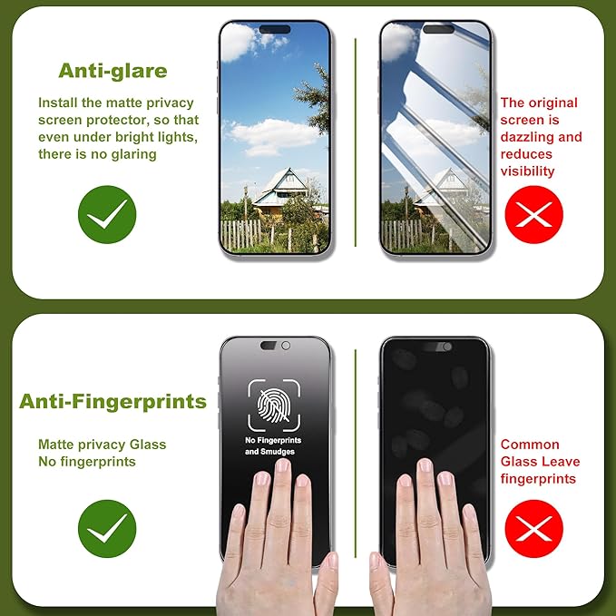 2 Pack Matte Privacy Screen Protector for iPhone 17 Pro Max 6.9 - Anti-Glare Anti-Spy Tempered Glass 9H Scratch Resistant Smooth Responsive Touch &amp Easy Installation