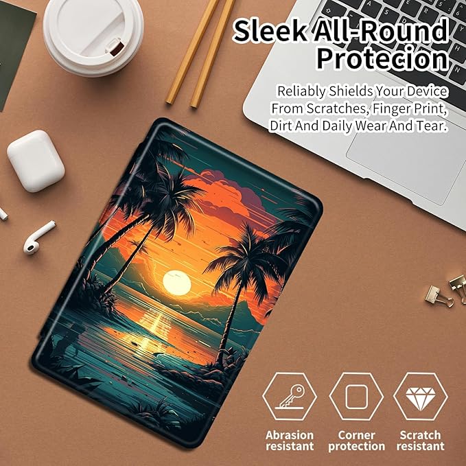 Case for Samsung Galaxy Tab S6 10.5 2019 (Model SM-T860/T865/T867) Tropical Palm Tree Theme 360 Degree Rotating Stand Smart Protective Cover for Samsung S6 T860 Tablet