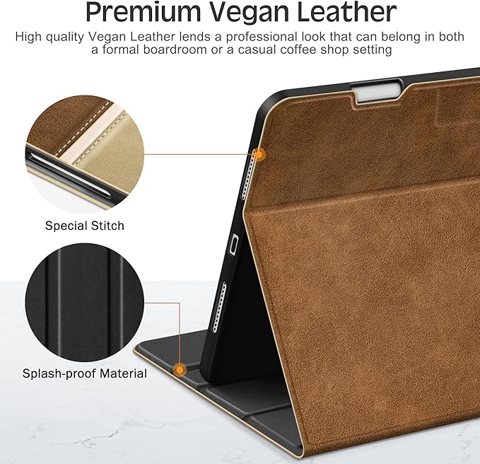 KingBlanc for iPad Air 11-inch Case M4 2026/M3 2025/M2 2024 iPad Air 5th/4th Generation (2022/2020 10.9) with Pencil Holder Vegan Leather Stand Cover Auto Sleep Wake Viewing/Typing Angle Beige