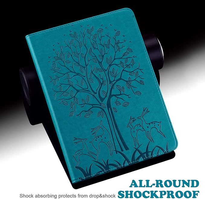 ALILANG for Kindle Fire Max 11 Case (13th Generation 2023 Release) Tree Embossed PU Leather Card Slot Shockproof Smart Cover for Kindle Fire Max 11 2023 Tablet Case -Blue