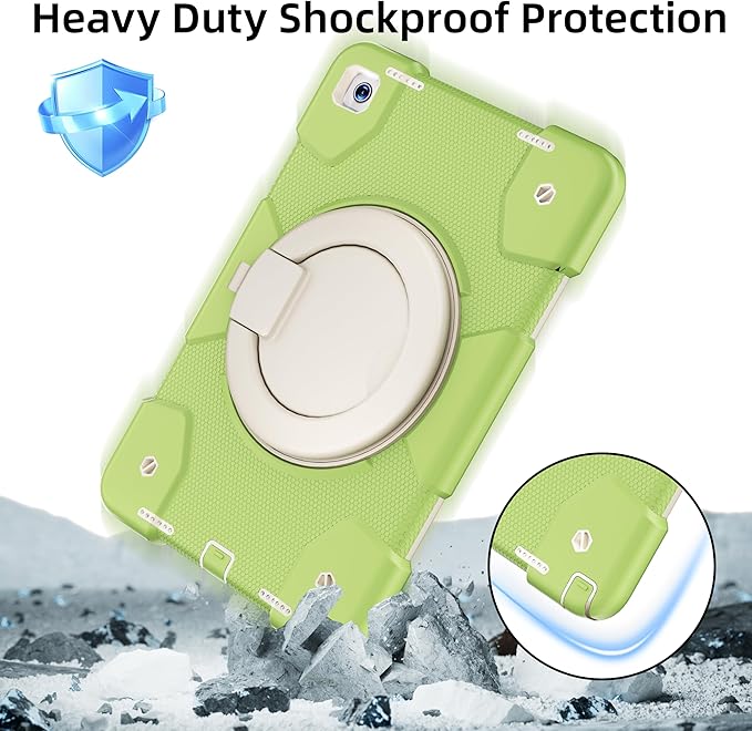 Case for Samsung Galaxy Tab A9+/A9 Plus Case 11 Inch with Screen Protector/360° Rotating Stand/Pen Holder/Shoulder Strap Shockproof Cover for Tablet A9+ 5g (Green)