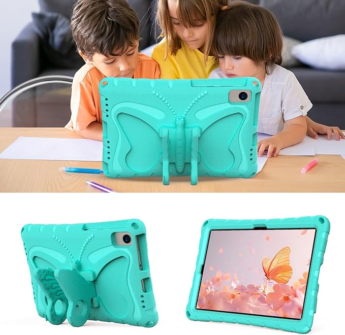 YEMENGHUA Heavy Duty Protection Compatible with Samsung Galaxy Tab S5e 10.5 (2019) SM-T720Lightweight EVA Kid Friendly Shockproof Protective CaseShoulder Strap Case Butterfly Kids Case(Green)