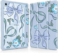 Mektron Case for Samsung Galaxy Tab S6 Lite 10.4 Inch 2024/2022/2020 with S Pen Holder Multi-Angle Viewing with Shockproof Cover Clear Shell + Trifold Stand + Auto Wake/Sleep Flowers-Bows-Blue