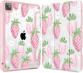May Chen for iPad Pro 11 inch M2 4th Generation 2022 iPad Pro 11 3rd/2nd/1st Gen Built-in Pencil Holder with Shockproof Cover Clear Transparent Back Shell Auto Wake/Sleep Strawberries