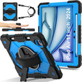 Case for iPad Air 11 inch M2 2024Tablet case for iPad Air 6th Generation Kids case Shockproof Protective with 360° Rotate Kickstand Hand Strap Shoulder Strap Cover Black/Blue