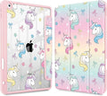 for iPad 9th Generation with Pencil Holder iPad 8th/7th Gen Case 10.2-inch [Built in Pencil Holder] Trifold Stand Auto Wake/Sleep Clear TPU Protection Back Cover Rainbow Unicorn