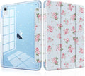 DONGKE for iPad Pro 11 inch Case – Fits M5 2025 / M4 2024 Shockproof Sparkling Glitter Acrylic Back Pencil Holder Trifold Stand Auto Sleep/Wake &amp Touch ID Support - Tiny Roses