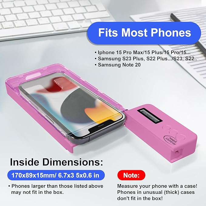 Locker Phone Holder - Timed Phone Lock Case Bad Habits Time Locking Container Smartphone Jail with Timer Reduce Screen Time Improve Productivity Cell Phone Storage Box - Pink