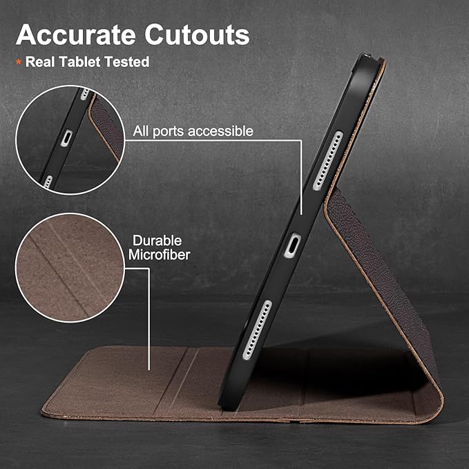Gexmil Leather Case for iPad 10.2 Inch Case9th/8th/7th Generation(2021/2020/2019)Smart Cover Anti Fingerprint/SlipCowhide Folio Auto Sleep/Wake with Adjustable StandSand Dark Brown