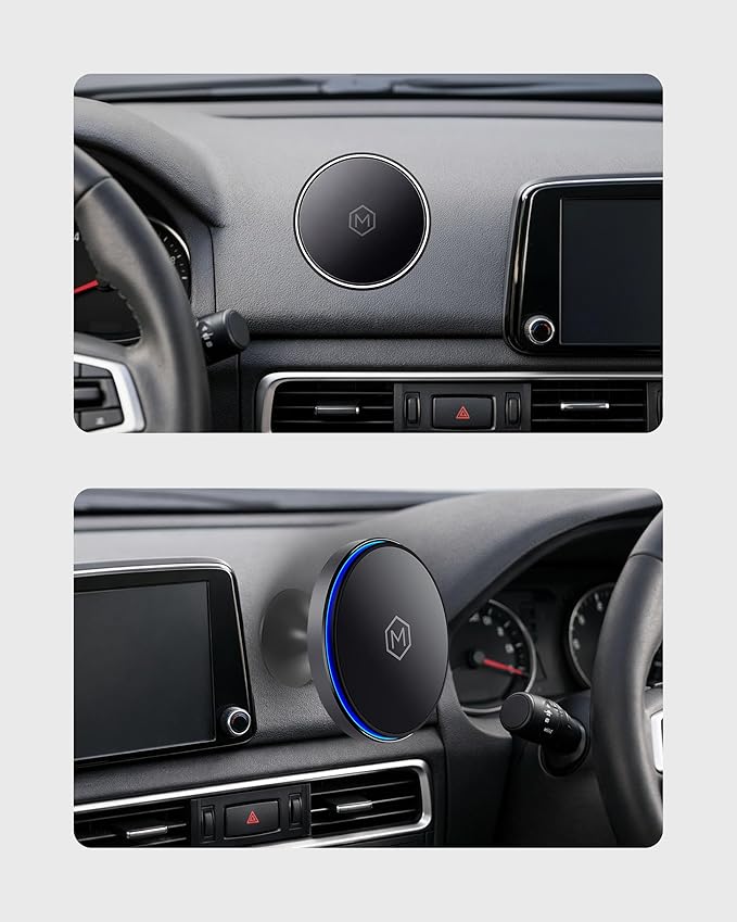 Mag Switch Qi2 Wireless Car Charger Small Dash Mount 15W Fast Charger with Built in on/off Switch for smarter charging Strong N52 Magnets Compatible with iPhone 14/15/16/17 Iphone Air
