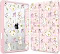 for iPad 9th Generation with Pencil Holder iPad 8th/7th Gen Case 10.2-inch [Built in Pencil Holder] Trifold Stand Auto Wake/Sleep Clear TPU Protection Back Cover Duck &amp Bow