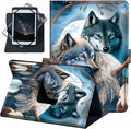 for Universal 10 10.1 Inch Android Tablet Case 360 Degree Rotating Leather Stand Folio Cover for iPad 9.7/10.2/10.5/Galaxy Tab 9-10.5/Fire HD10 &amp More 9.0-10.5 Inch TabletDream Catcher Wolf