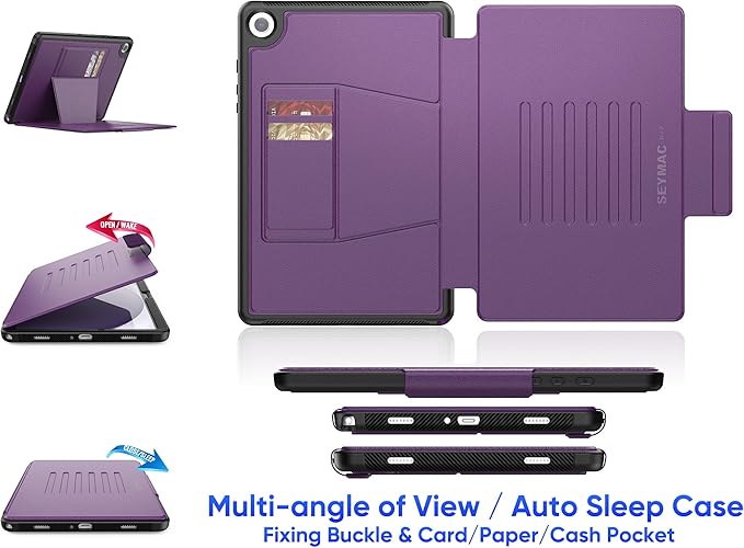 SEYMAC stock Case for Samsung Galaxy Tab A9+ Plus 11'' Auto Sleep/Wake Case with Magnetic Multi-Angles Stand Card Slot for Galaxy Tab A9+/ A9 Plus 11'' SM-X210/X216/X218 (Purple)