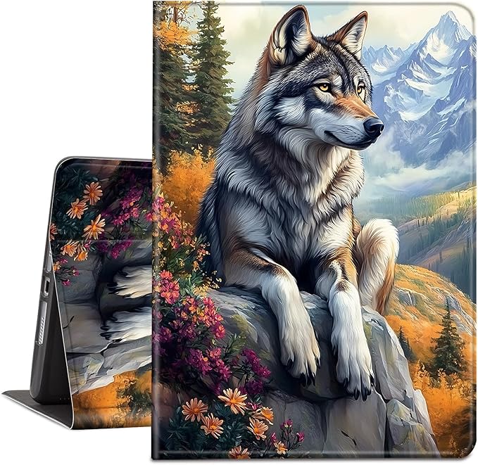 Case for Amazon Kindle Fire HD 10 and Fire HD 10 Plus 10.1 Tablet Case (13th/11th Generation 2023/2021 Release) Slim Fit PU Leather Cover with Auto Sleep/Wake - Deep Forest Wolf