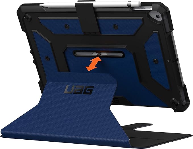 URBAN ARMOR GEAR UAG Designed for iPad 10.2 Case Blue Cobalt 9th Generation 2021 8th Gen 2020 Rugged Heavy Duty Protective Durable Folio Cover &amp Kick Stand w/Pencil Holder Metropolis Series
