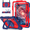 for Galaxy Tab A11+ Plus/A9+ Case 11” Rugged Case for Samsung Galaxy A11 Plus/ A9 Plus Tablet with 360 Rotating Stand Screen Protector Shoulder Strap Pen Holder 2025/2023 Model Navy Red