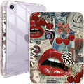 Y2K Retro Red Lips Cherry Design Case for iPad mini 6/7 (8.3) Cover with Pencil Holder DIY Stickers Tri-Fold Stand Auto Wake/Sleep for Girls