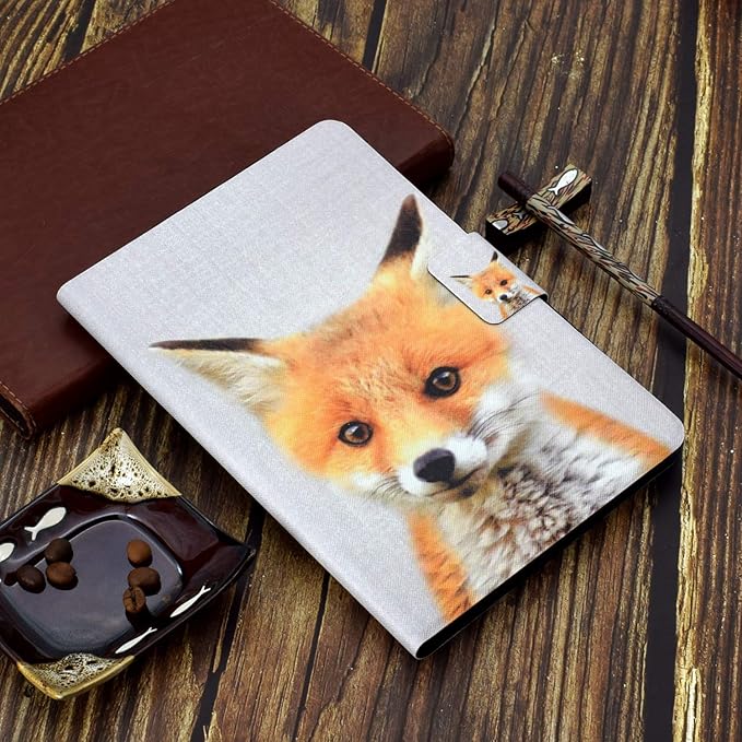 Case for Amazon Fire HD 10 Tablet (2015/2017/2019) Techcircle Slim Folding Stand Magnetic Smart Cover Soft TPU Back Protective Case for All-New Fire HD 10 5th/7th/9th Gen Auto Sleep Cute Fox