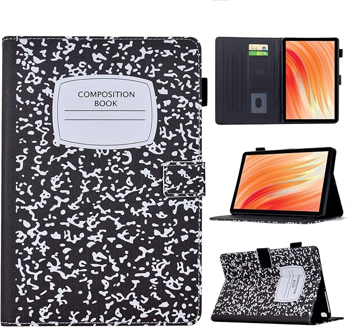 Cute Case For All-New Amazon Kindle Fire HD 10 &amp 10 Plus Tablet (13th/11th Generation 2023/2021 Release) 10.1Vegan Leather Slim Folding Stand Cover with Pocket Auto Wake/SleepBlack NoteBook