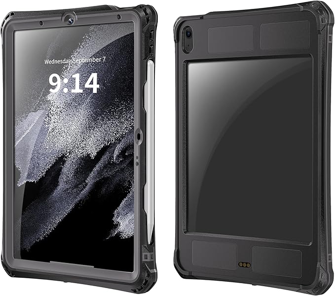 IP68 Waterproof Case Compatible with iPad Air 11-in. M3/M2 4th/5th Gen A3226/7 A2902/3 w/ [Pencil Holder] Kickstand Lanyard Shock-Dust-Proof Full-Sealing Cover Compatible with Magic Keyboard