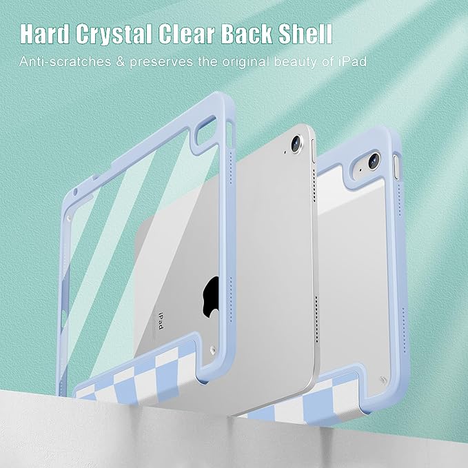 Tuiklol Case for iPad 11 inch (A16 Chip) 2025 Gen 11th / iPad 10.9 inch 2022 10th Gen Buit in Pencil Holder with Shockproof Cover Clear Transparent Back Shell Auto Wake/SleepLattice