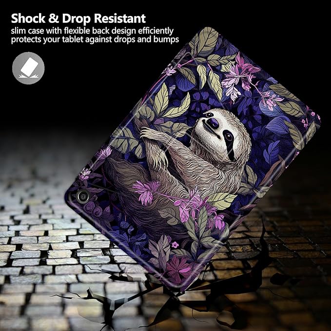 Case for Amazon Kindle Fire HD 8 Tablet (7th/8th Generation 2017/2018 Release)360 Degree Rotating Swivel Stand Protective Cover for Fire HD 8 TabletWhite Sloth