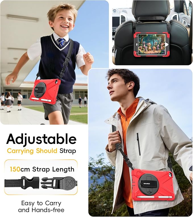 BRAECN iPad mini 5 CaseiPad mini 4 Case Heavy Duty Shockproof Protective Rugged Case with Pencil HolderHand StrapKickstand Shoulder Strap for iPad mini 5th/4th Generation 7.9 Inch for Kids