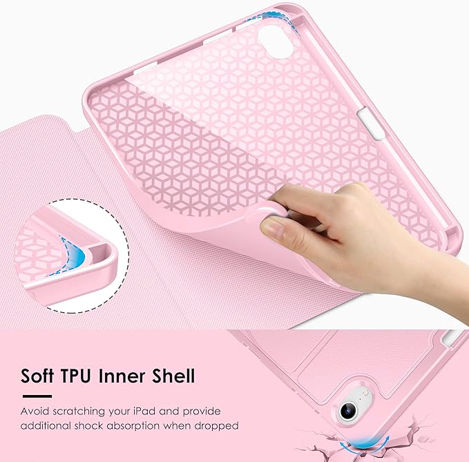 VIKESI Case for iPad iPad mini 7 (A17 Pro) and iPad mini 6Multiple Angles Magnetic Stand CoverShockproof Soft BackPencil Holderand Auto Sleep/WakePink