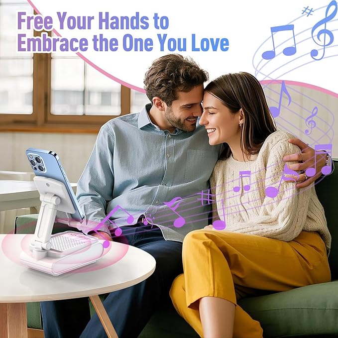 Gifts for Women Men Cell Phone Stand With Wireless Bluetooth Speaker Unique Gifts for Women Wife Mom Gifts for Christmas Stocking Stuffers for Women Adults Mom White Elephant Gifts for Adults