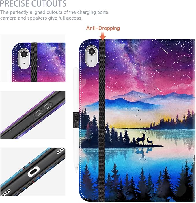 Magical Starry Night Lake Forest Deer