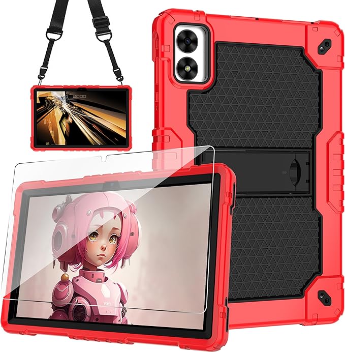 Case for Vortex ZTAB10/T10M PRO 10.1 inch Tablet Hybrid Shockproof Case Built in Kickstand with Screen Protector for Vortex ZTAB 10/T10M PRO 10.1 inch Tablet (Red/Black/1 PC)
