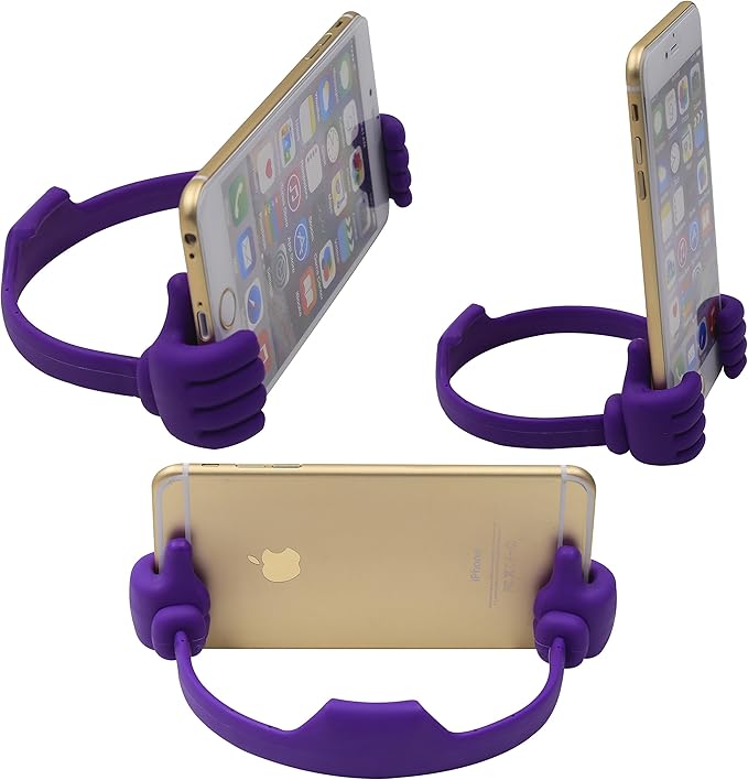 Honsky Cell Phone Tablet Stands (Pack of 5) Thumbs-up Cellphone Holder Tablet Display Stand Mobile Smartphone Mount Cradle for Desk Desktop - Universal Multi-Angle Cute Purple