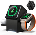 ZEEHOO 3 in 1 Charging Station iPhone Charging Station for Apple MagSafe Charger Qi2 Certified 15W Fast Wireless Charger for Apple Watch for iPhone 1716 15141312 Series AirPods (Black)