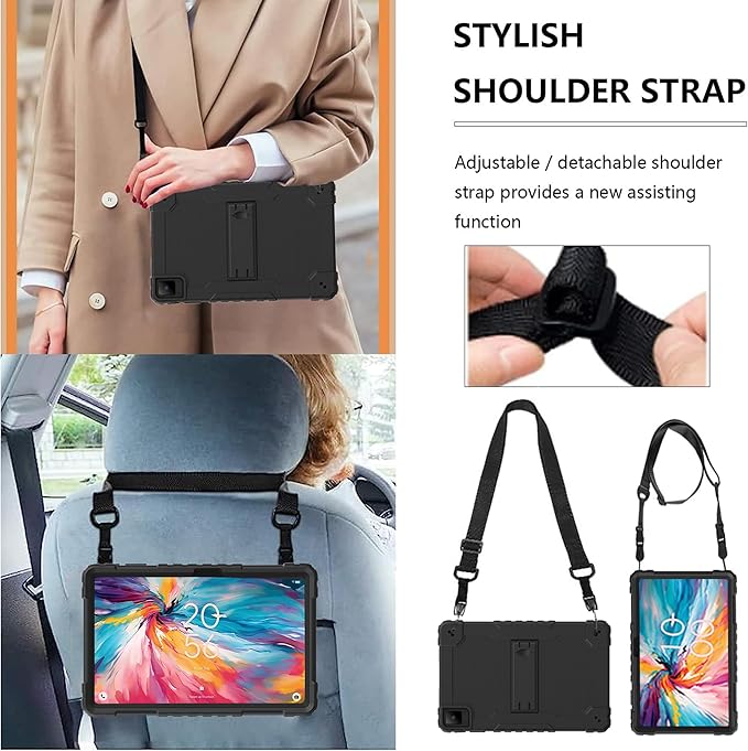 for TCL TAB 10 NXTPAPER 5G 10.4 Inch Tablet case Hybrid Shockproof Silicone Gel Protective Cover with Kickstand for TCL TAB 10 NXTPAPER 5G 10.4 Inch 2025 (9199S) (Black)